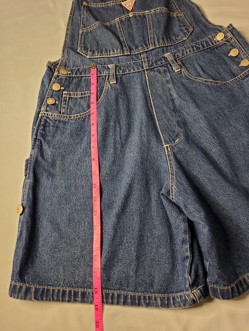 Guess? Vintage Georges Marciano Denim Shortalls with Triangle Logo - Picture 4 of 8